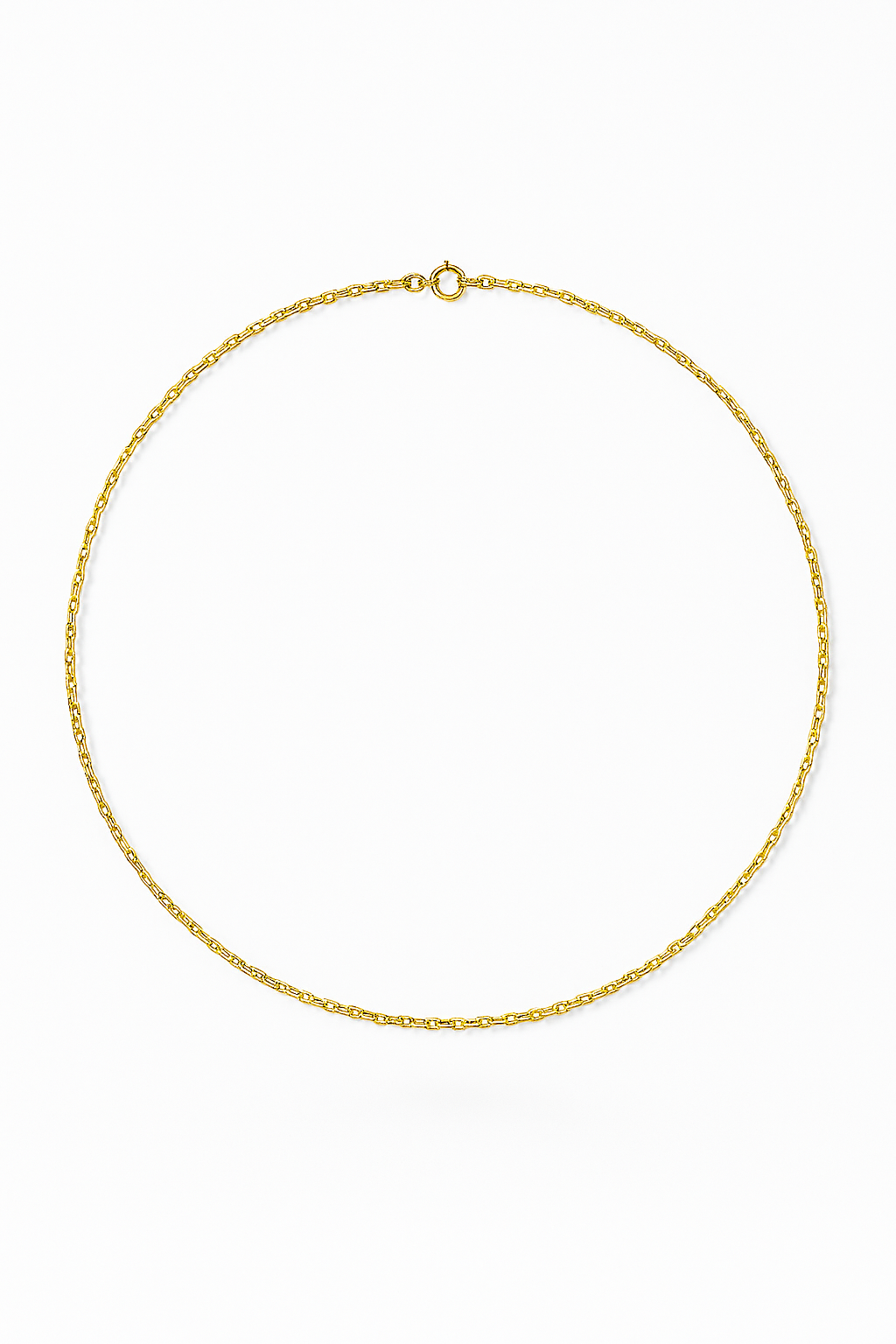 Gold necklace on a white background
