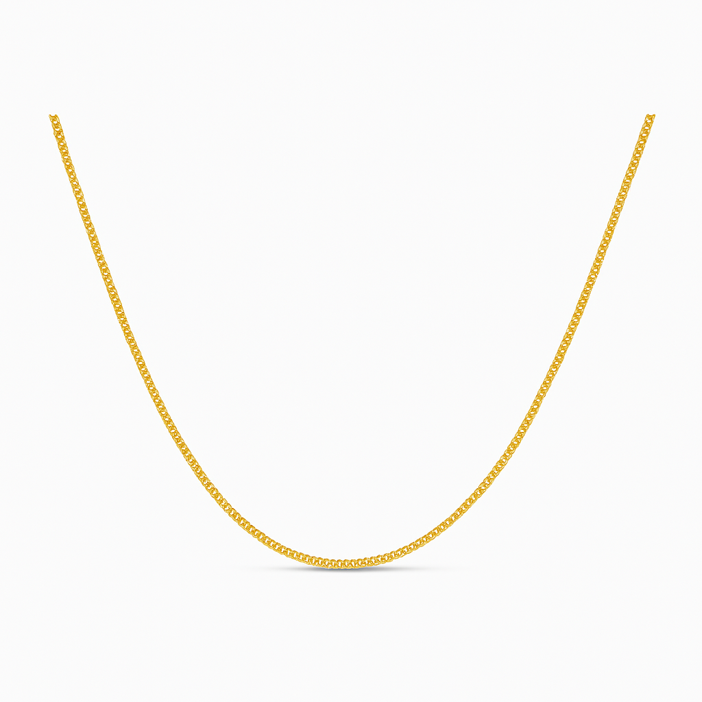 Gold chain necklace on a white background
