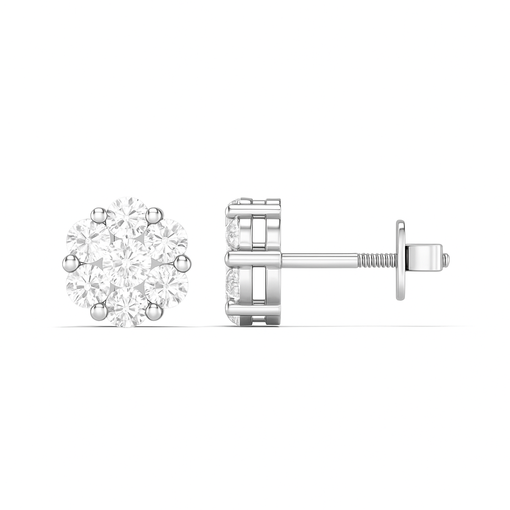 Diamond stud earrings on a white background
