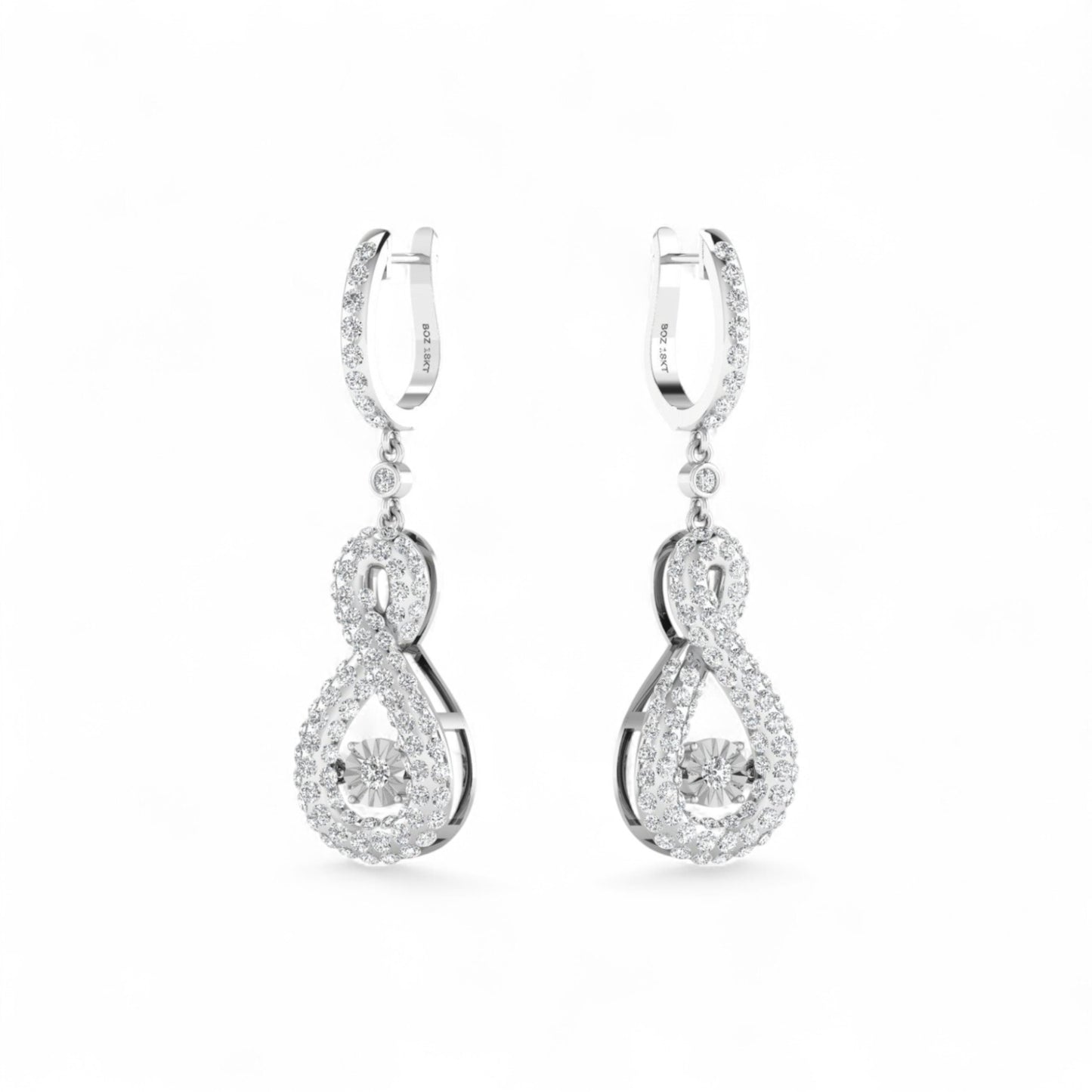 3D Pave Twinkle Infinie Drop Earrings in 18KT Gold