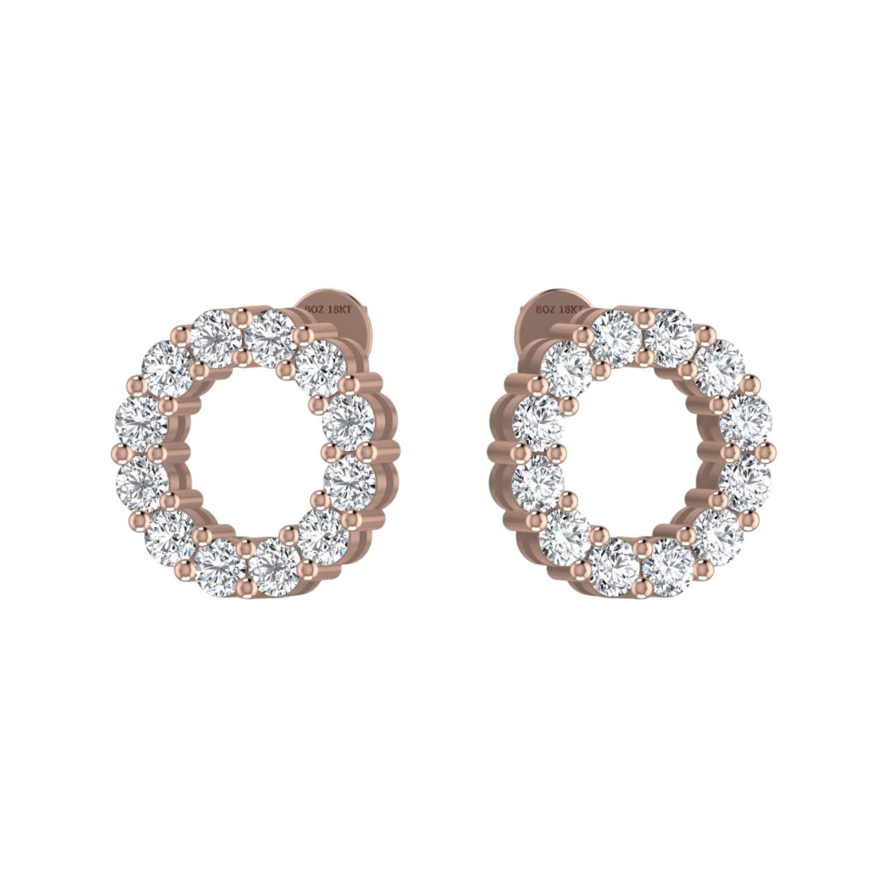 3MM Pave Eternity Diamond Earrings in 18K Gold