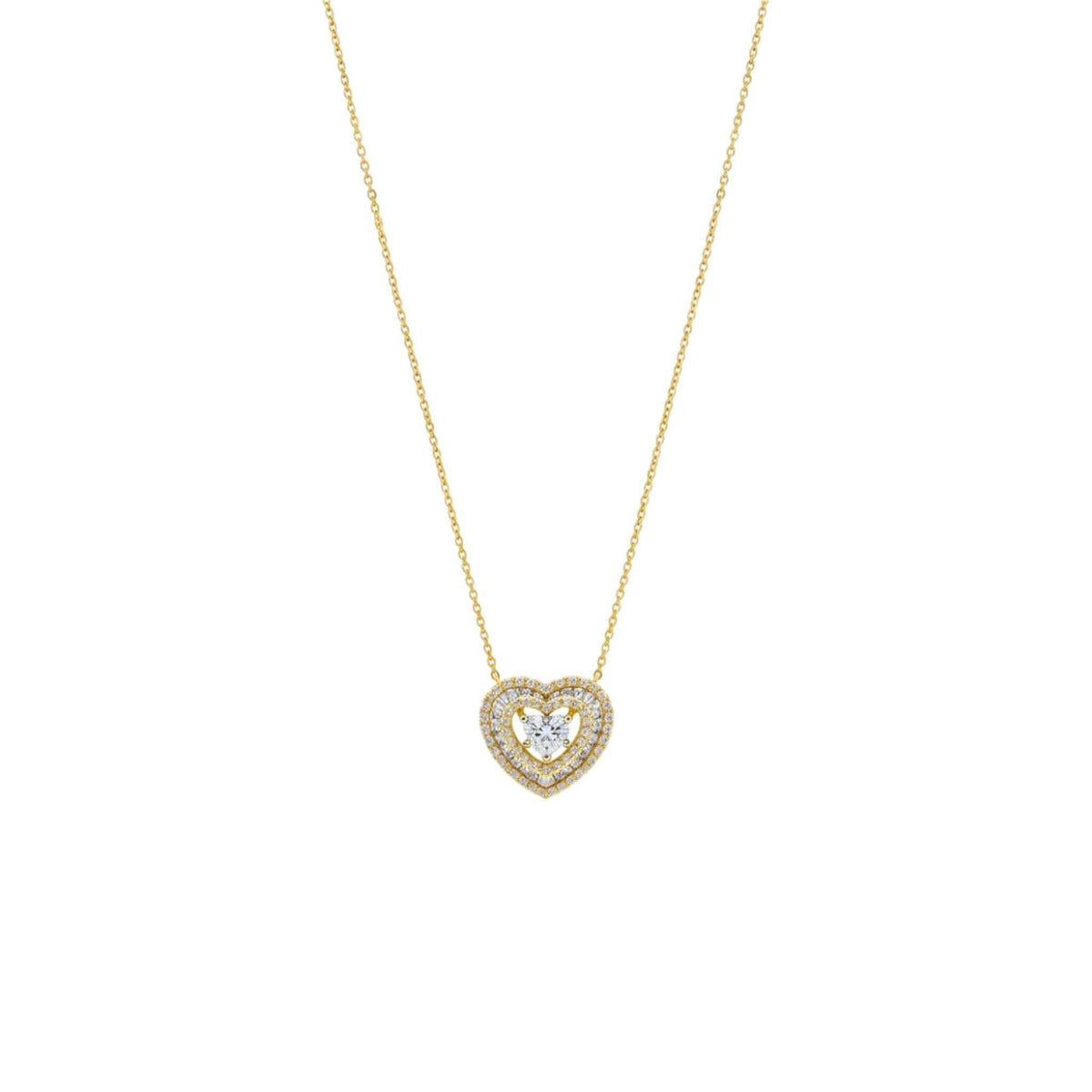 Baguette Heart Pendant diamond necklace in 18KT gold with natural baguette-cut diamonds