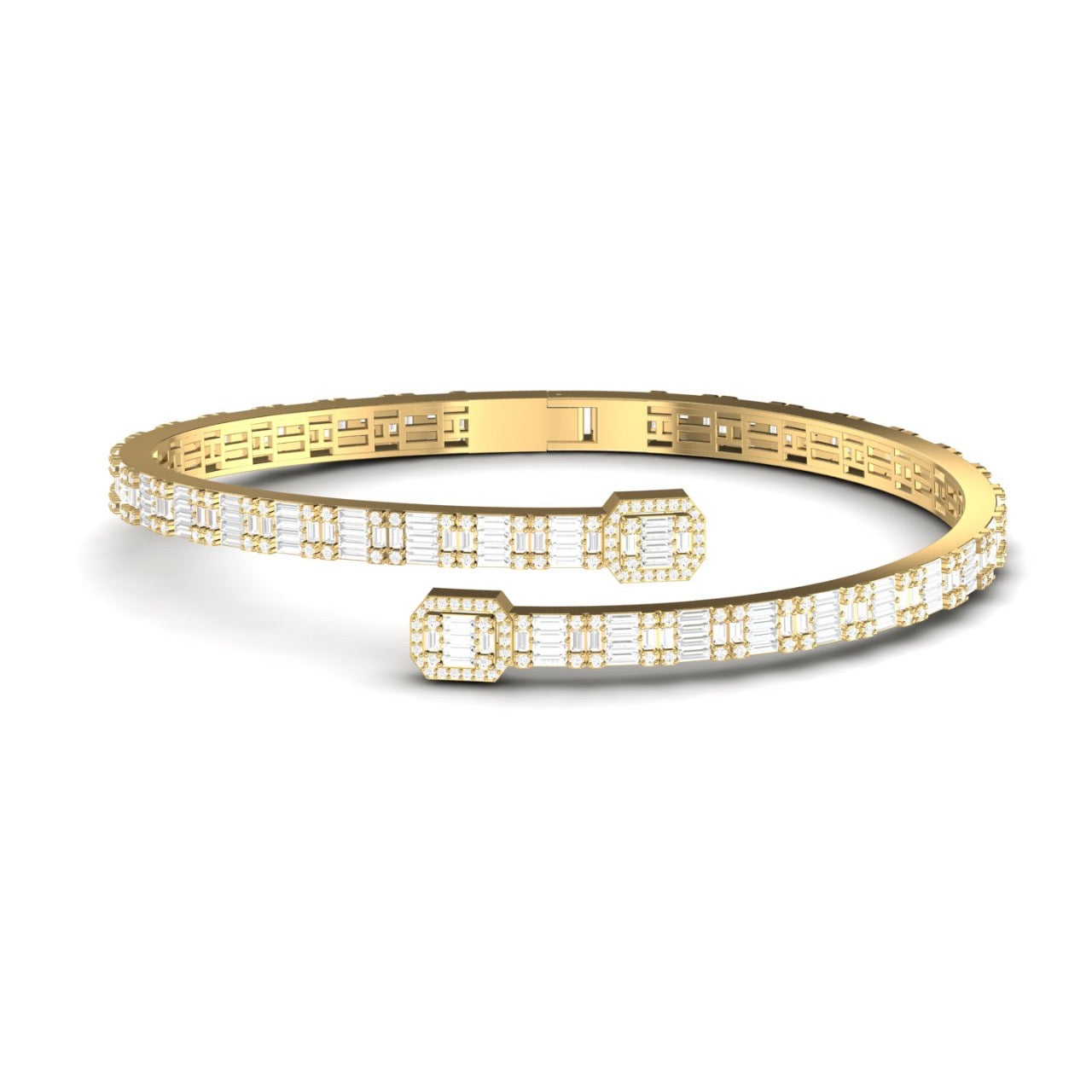 Baguette Bangle Diamond Bracelet in 18K Gold