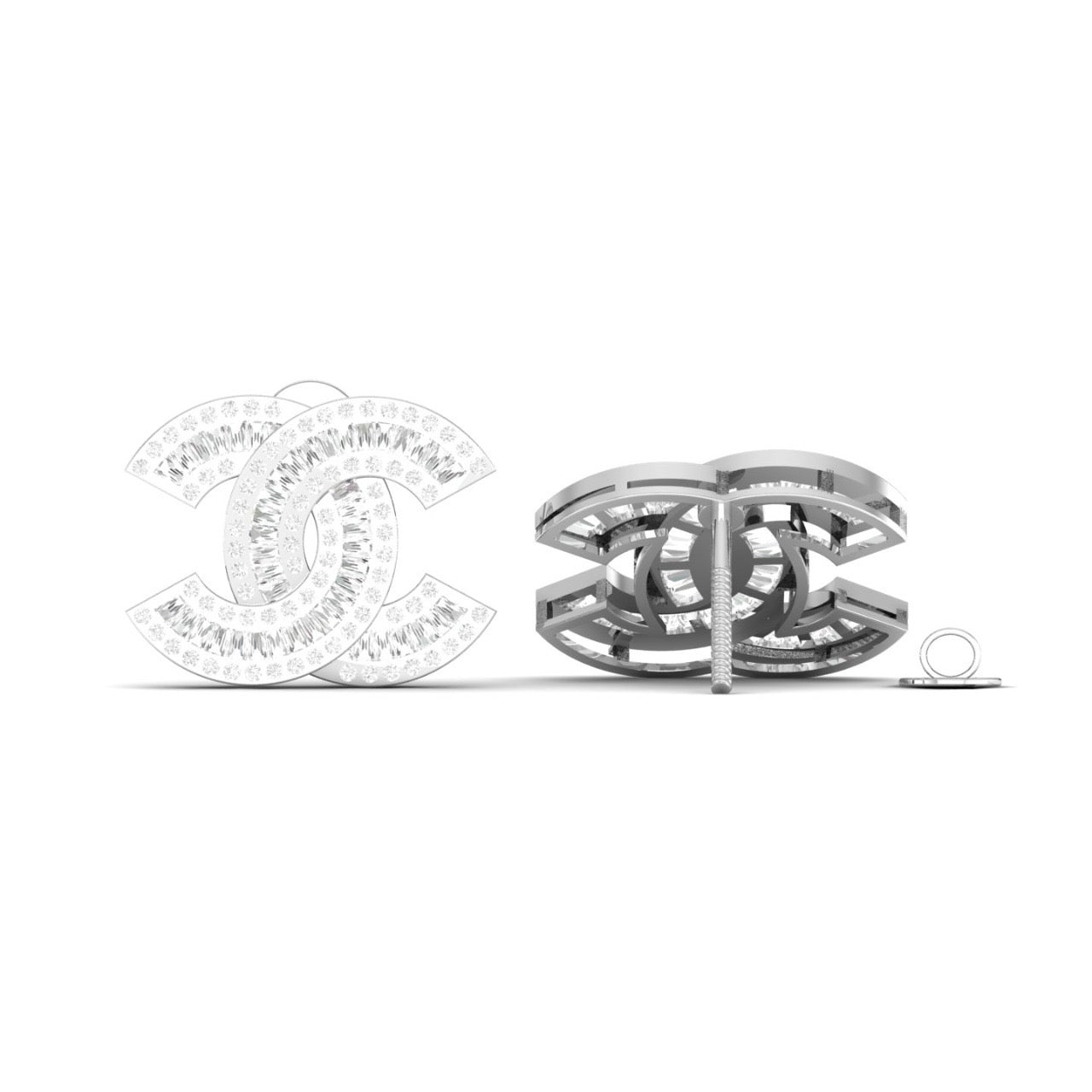 Interlocked C Diamond Mini Studs in 18K Gold