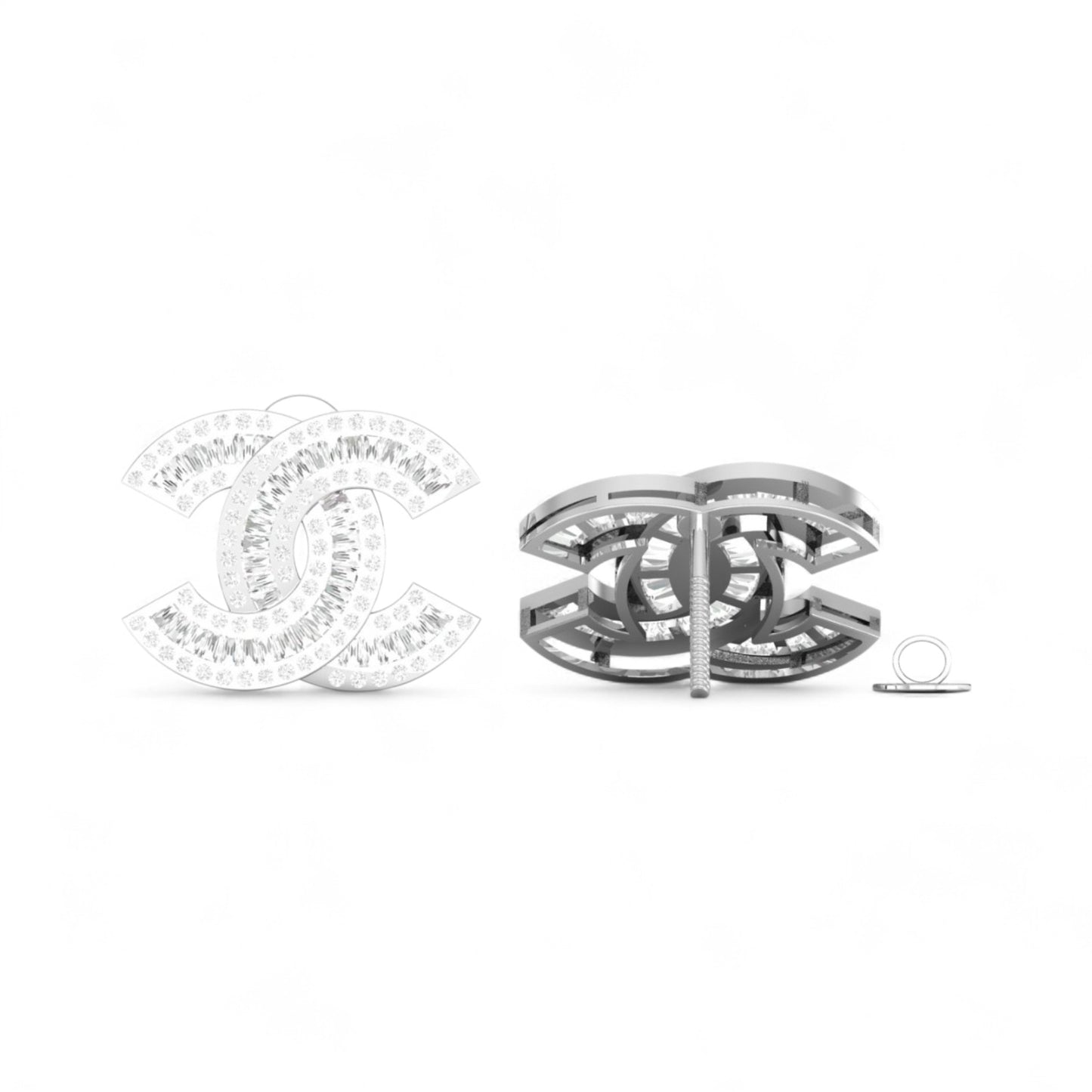 Interlocked C Diamond Mini Studs in 18K Gold