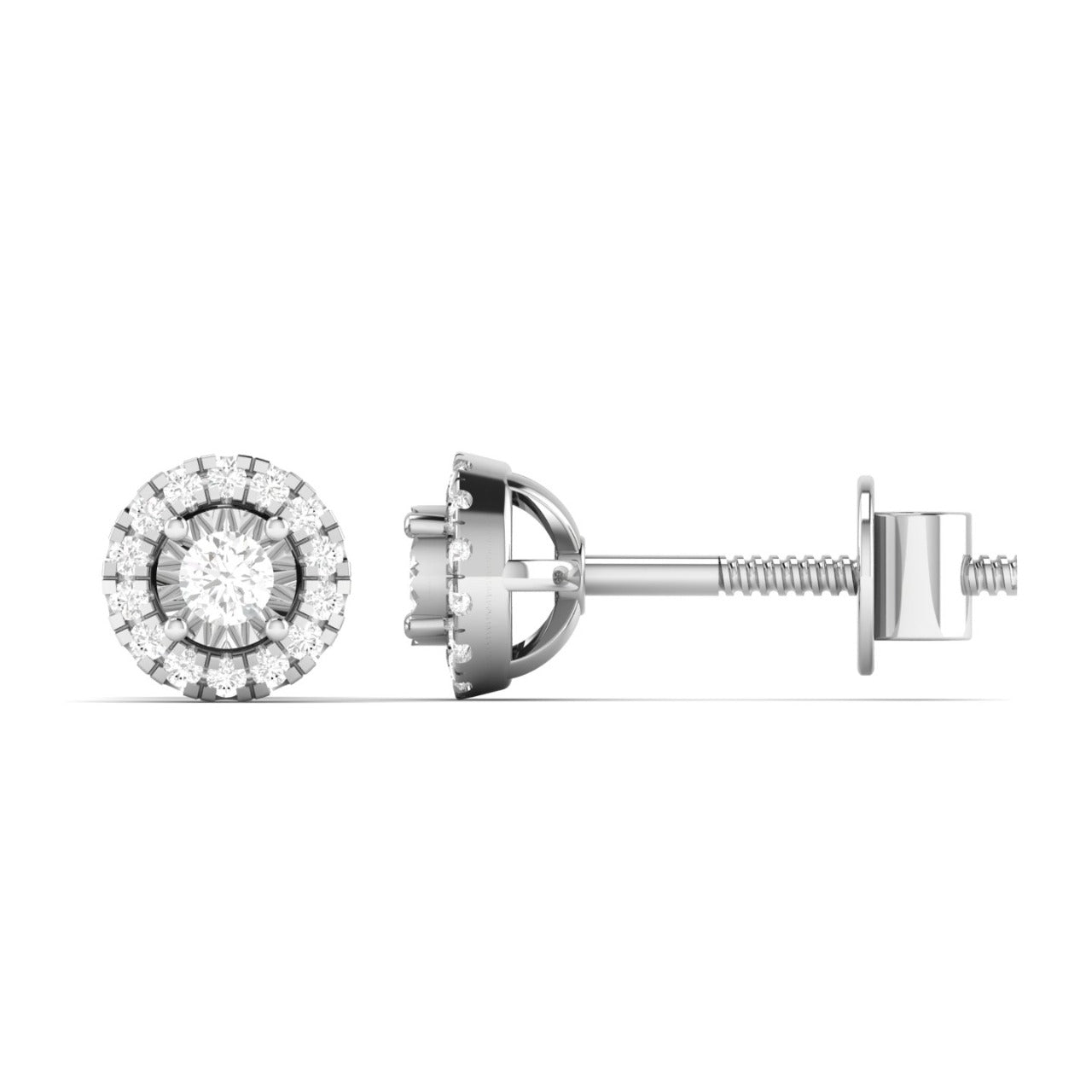 Diamond stud earrings on a white background