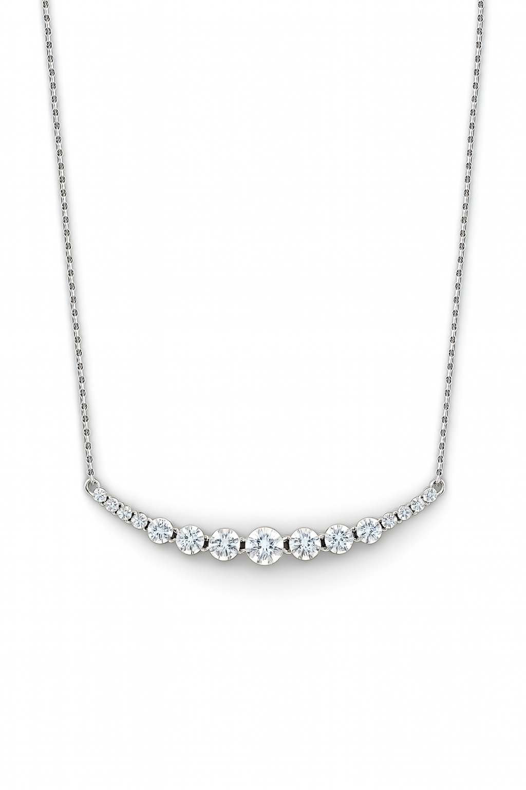 Diamond necklace on a white background