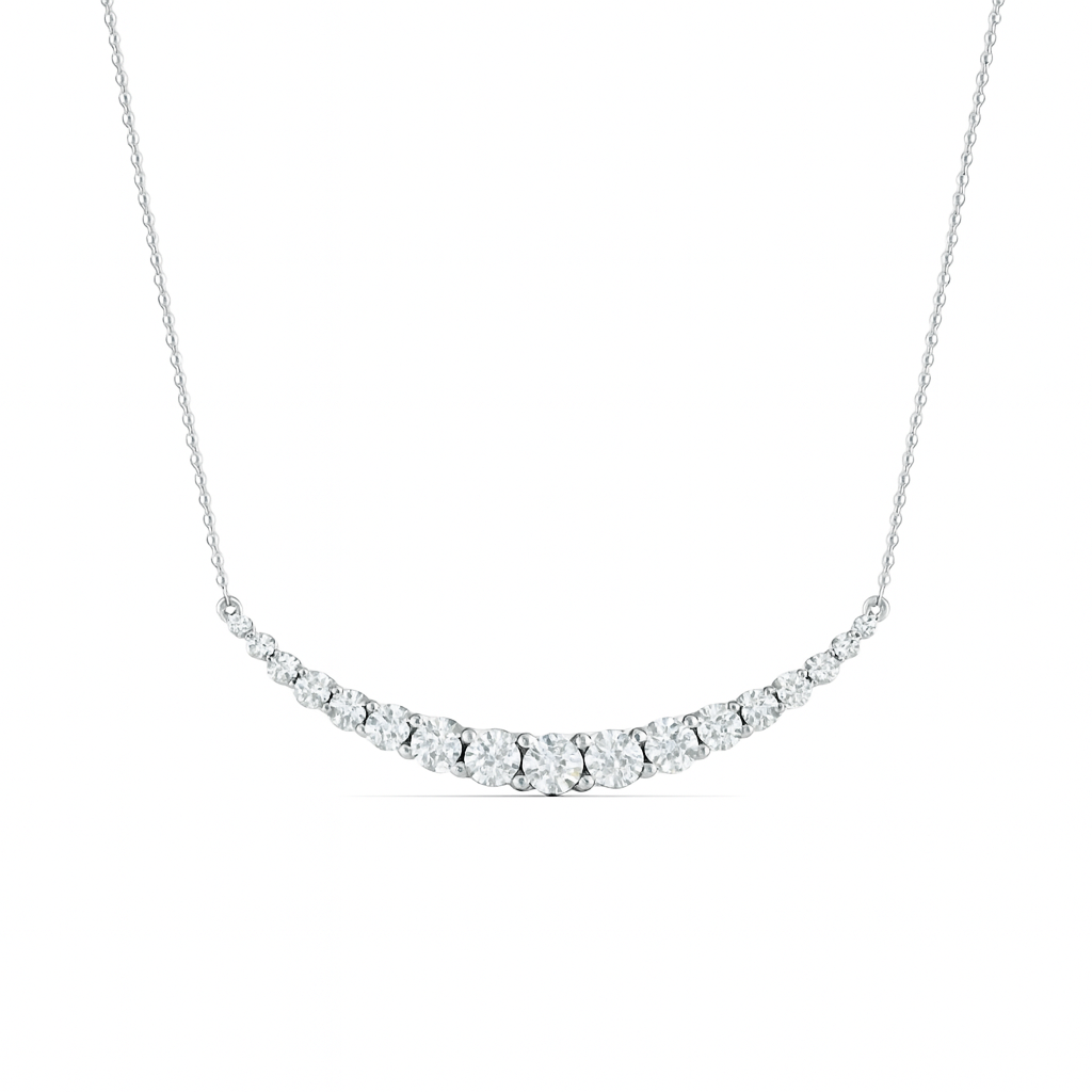 Diamond necklace on a white background
