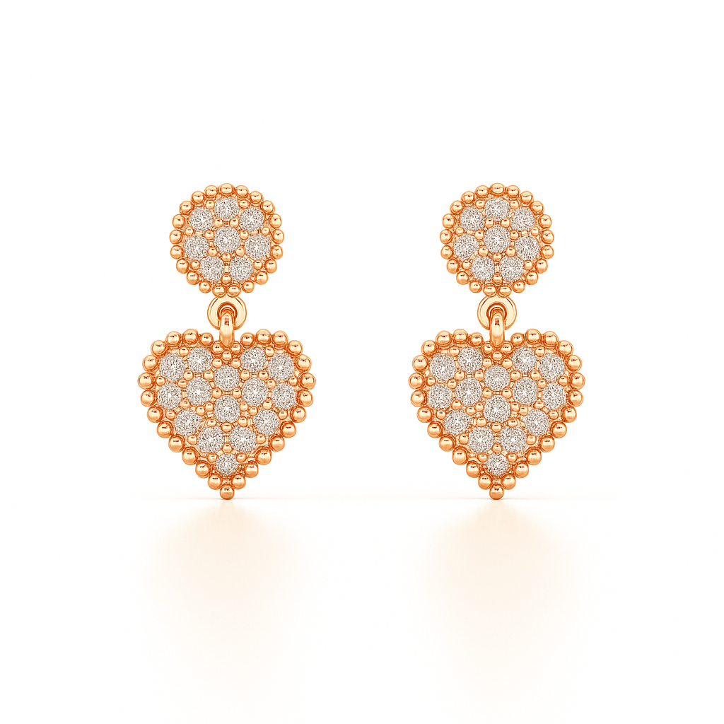 Ava Heart Drop Diamond Earring in 18K Gold