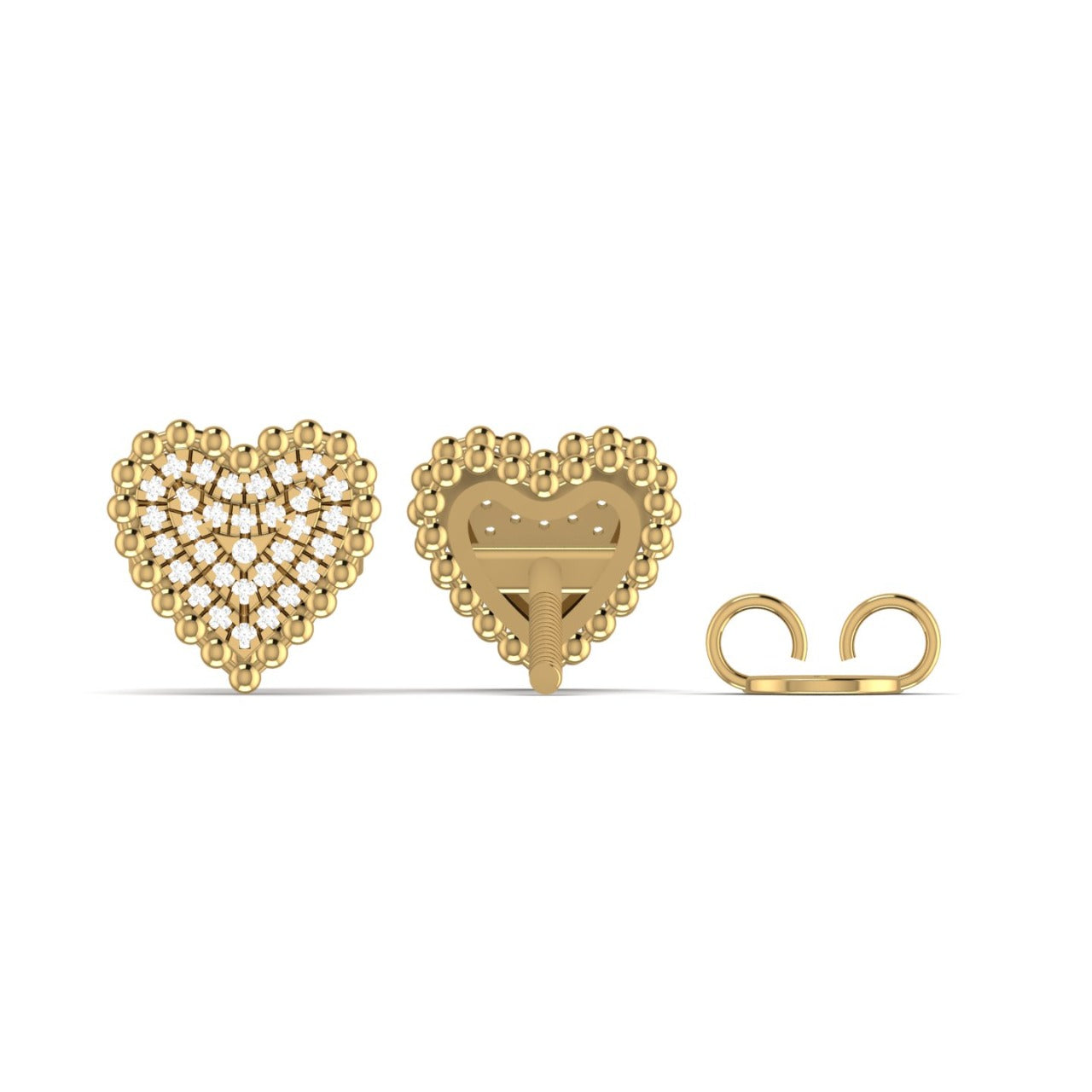 Ava Heart Shape Diamond Studs in 18K Gold