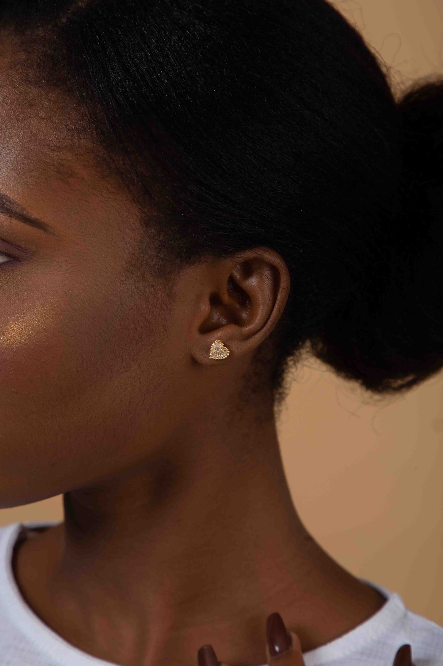 Ava Heart Shape Diamond Studs in 18K Gold