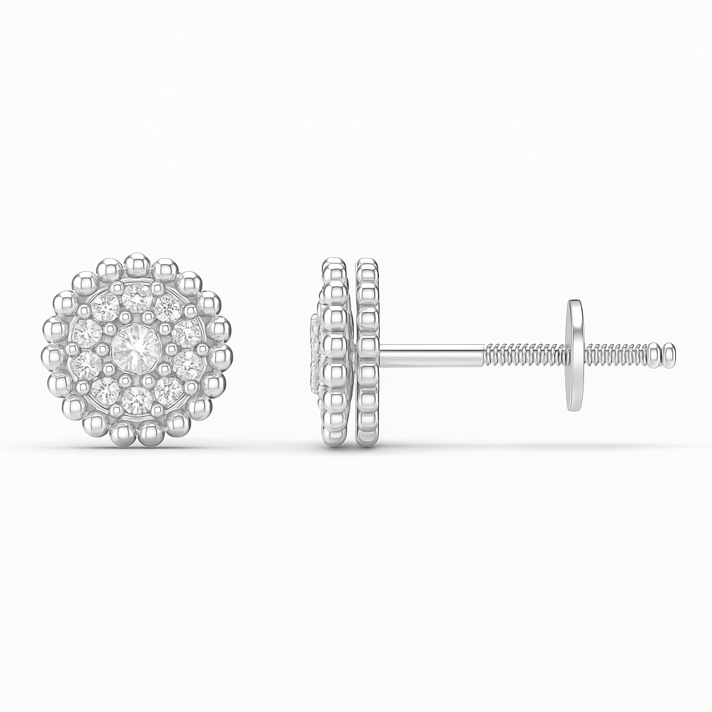 Diamond earrings on a white background