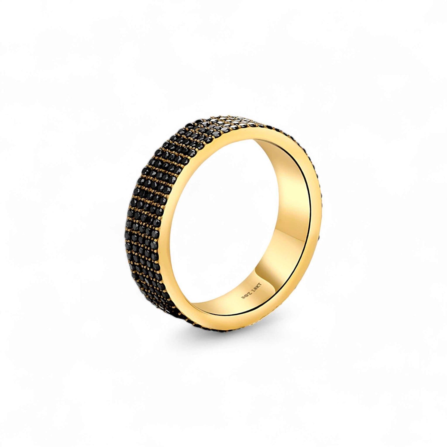 360 Black Diamond Band in 18KT Gold