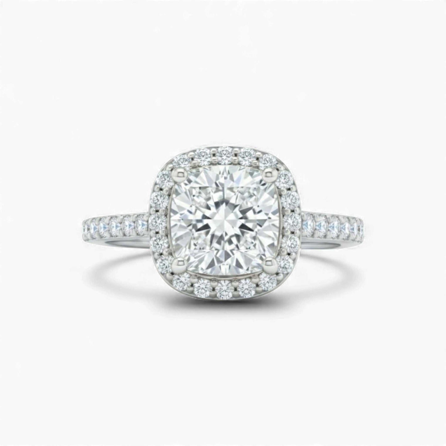 Classic Cushion Cut Moissanite engagement ring in 925 sterling silver with VVS1 D moissanite gemstone