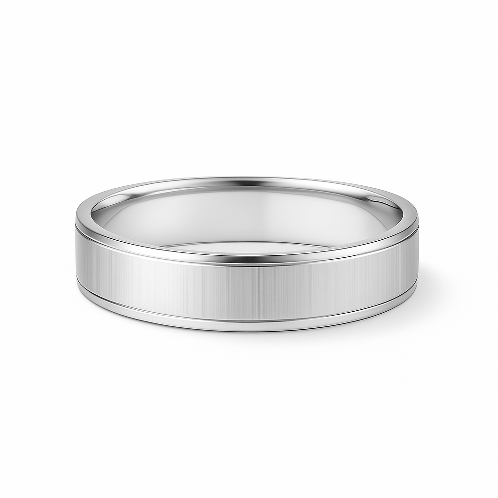 Silver ring on a white background