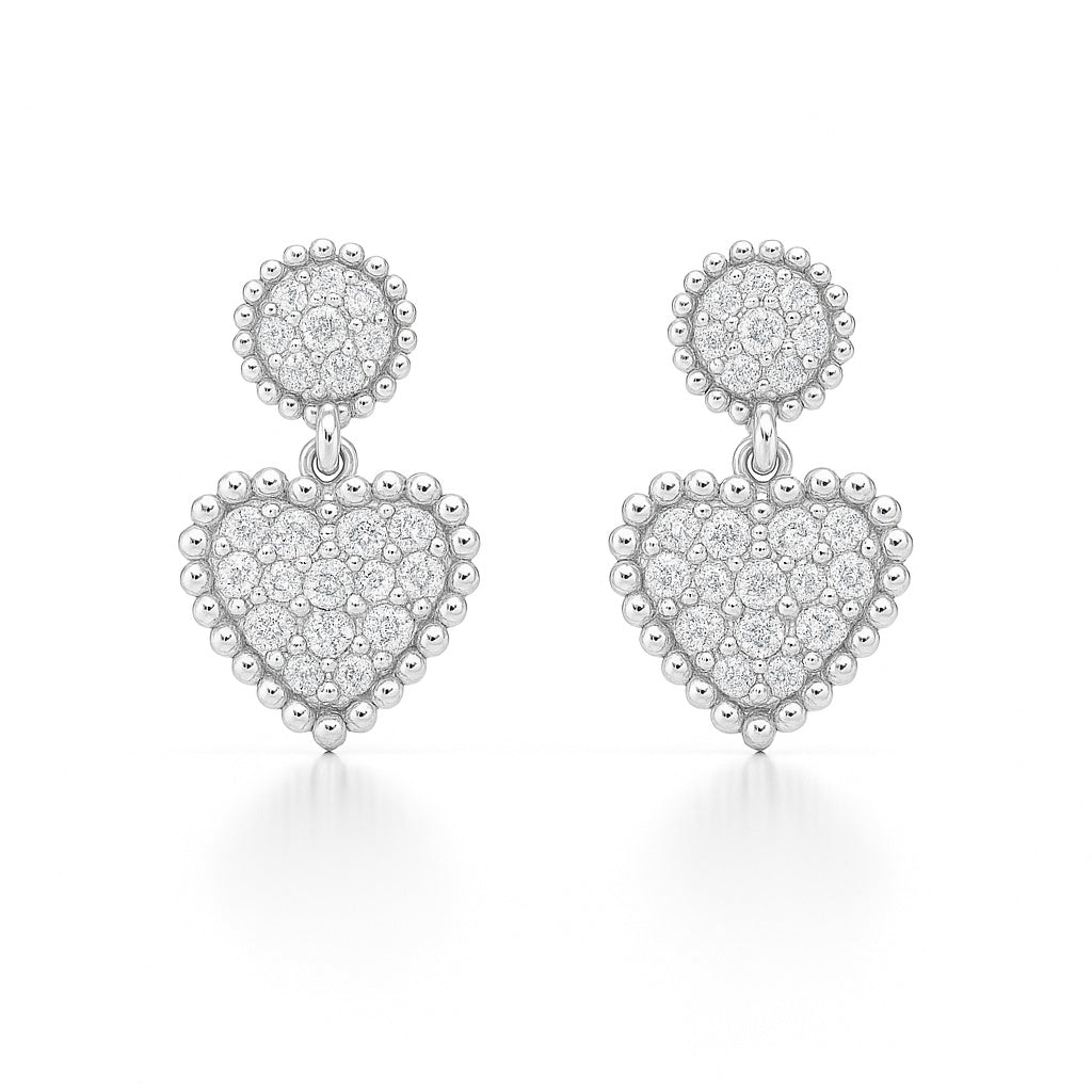 Ava Heart Drop Diamond Earring in 18K Gold
