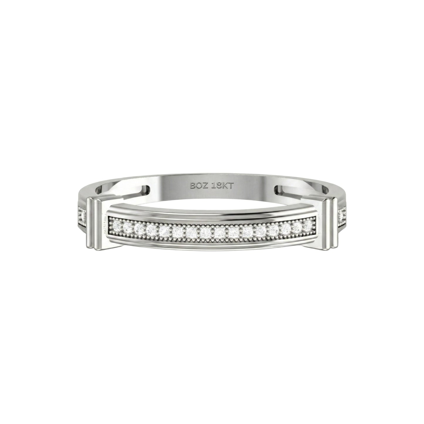Silver bracelet with diamonds on a white background