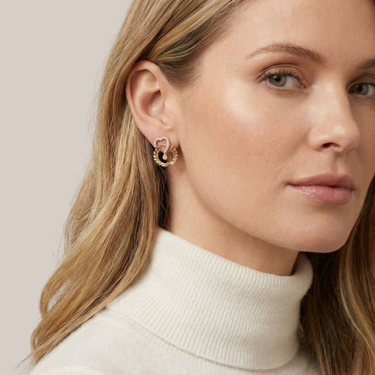 Infinity Heart Natural Diamond Earrings in 18KT Gold