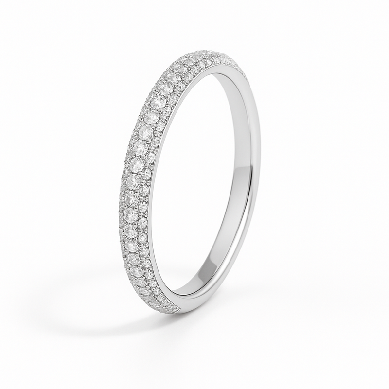 3D Diamond Pave Band in 18K Gold