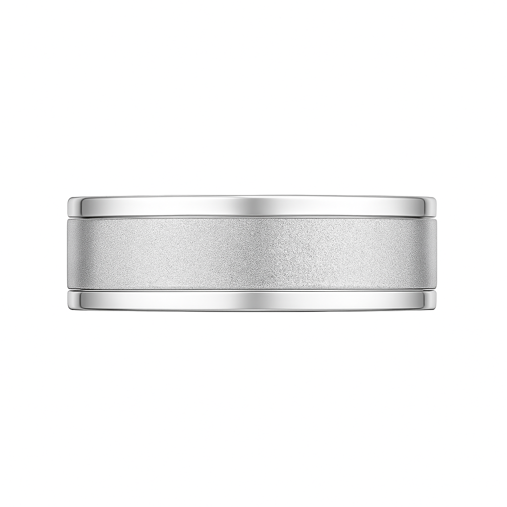 Silver ring on a white background