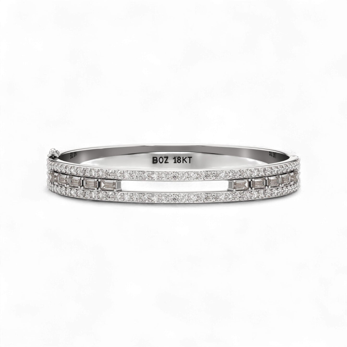 Silver bracelet with gemstones on a white background