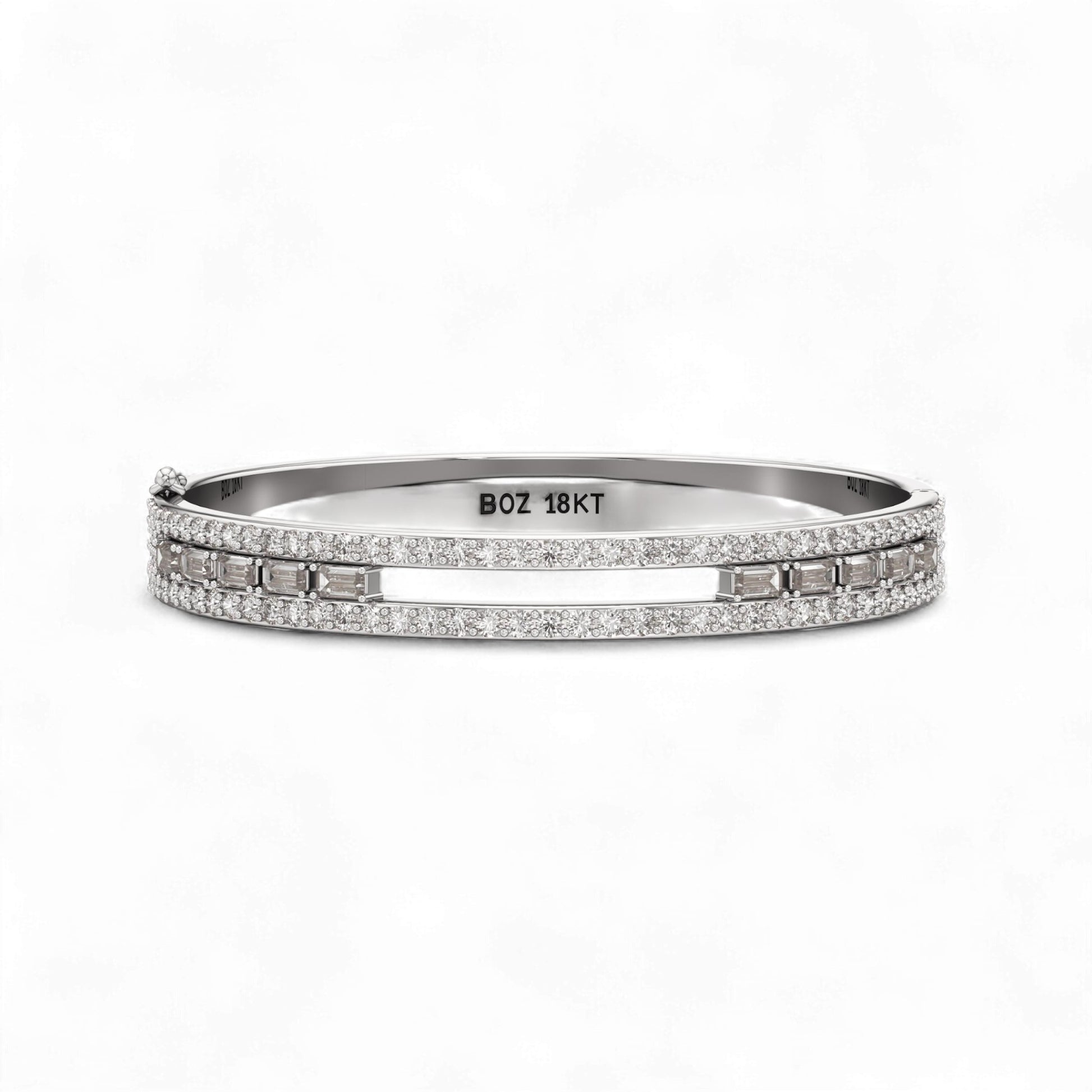 Silver bracelet with gemstones on a white background