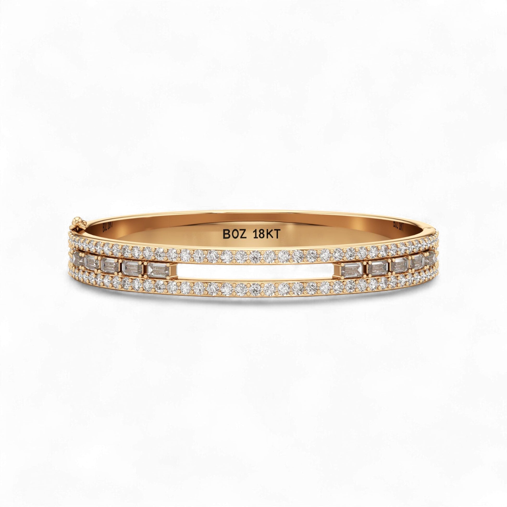 Gold bracelet with diamonds on a white background