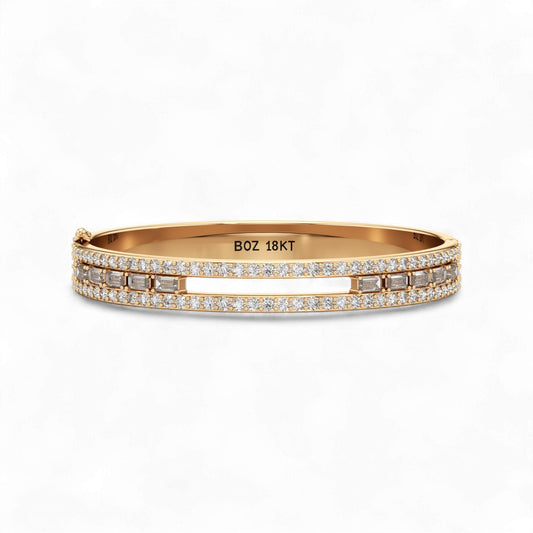 Gold bracelet with diamonds on a white background