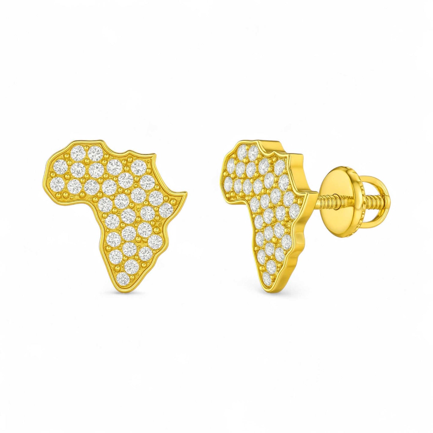 African Heritage Map Natural Diamond Studs in 18KT Gold