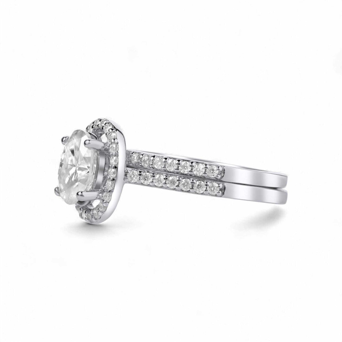 Classic Oval Cut Moissanite Bride Set in 925 Sterling Silver