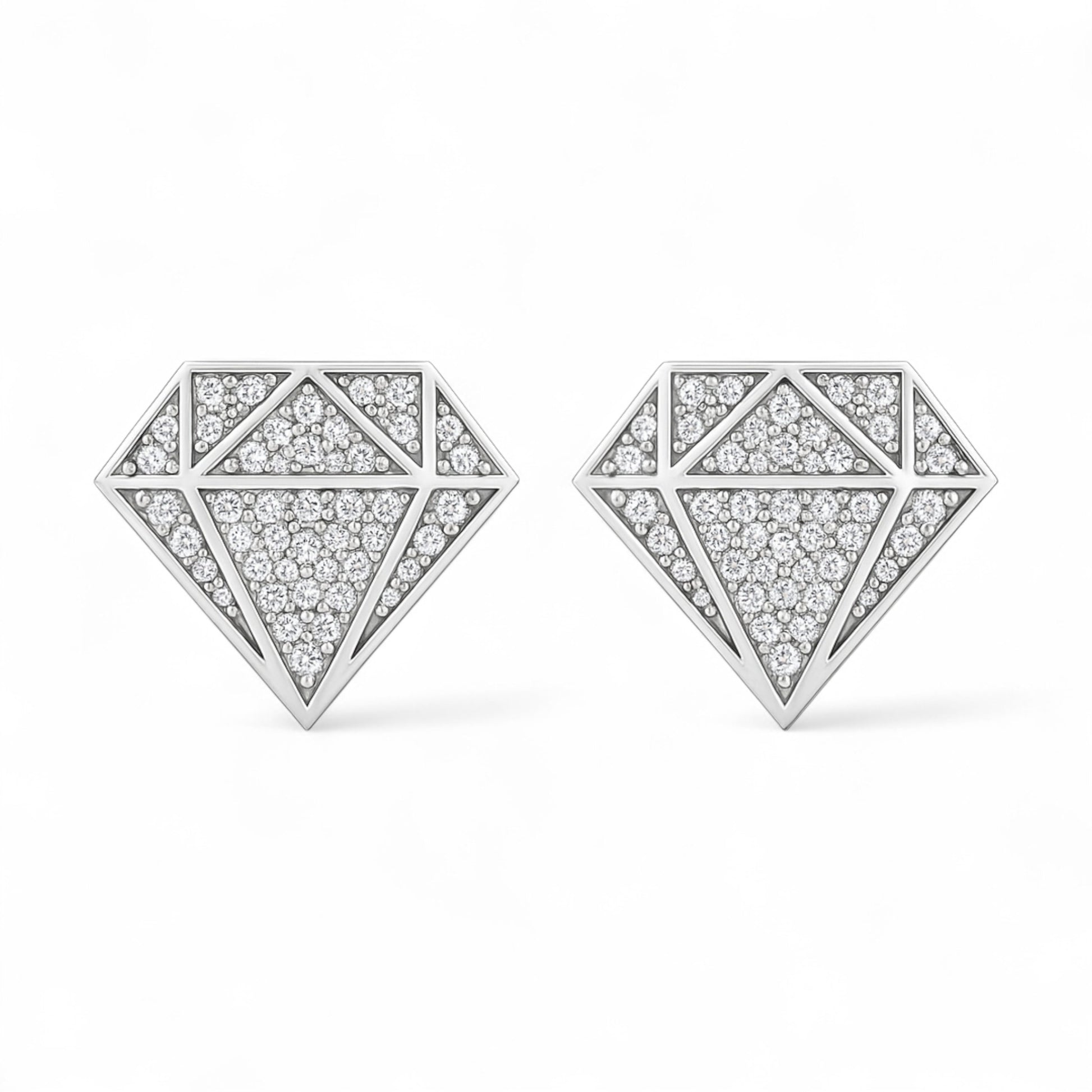 Diamond-shaped earrings on a white background