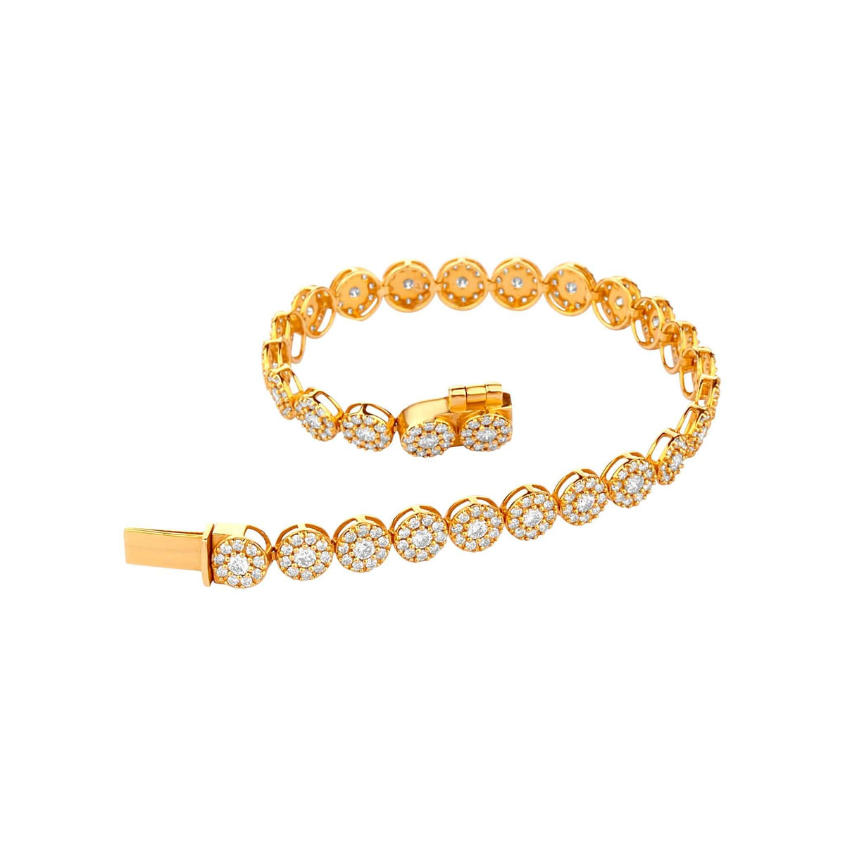 Gold bracelet with diamond accents on a white background