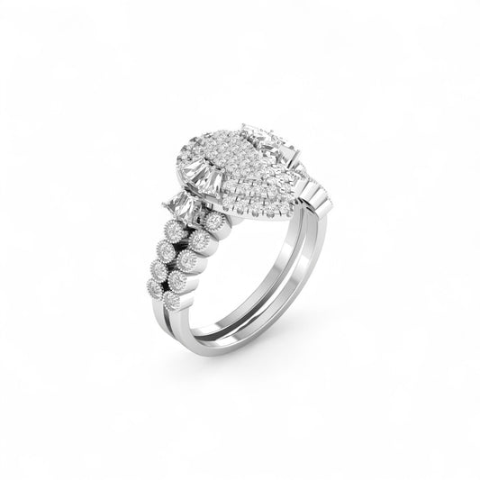 Diamond ring with a white background