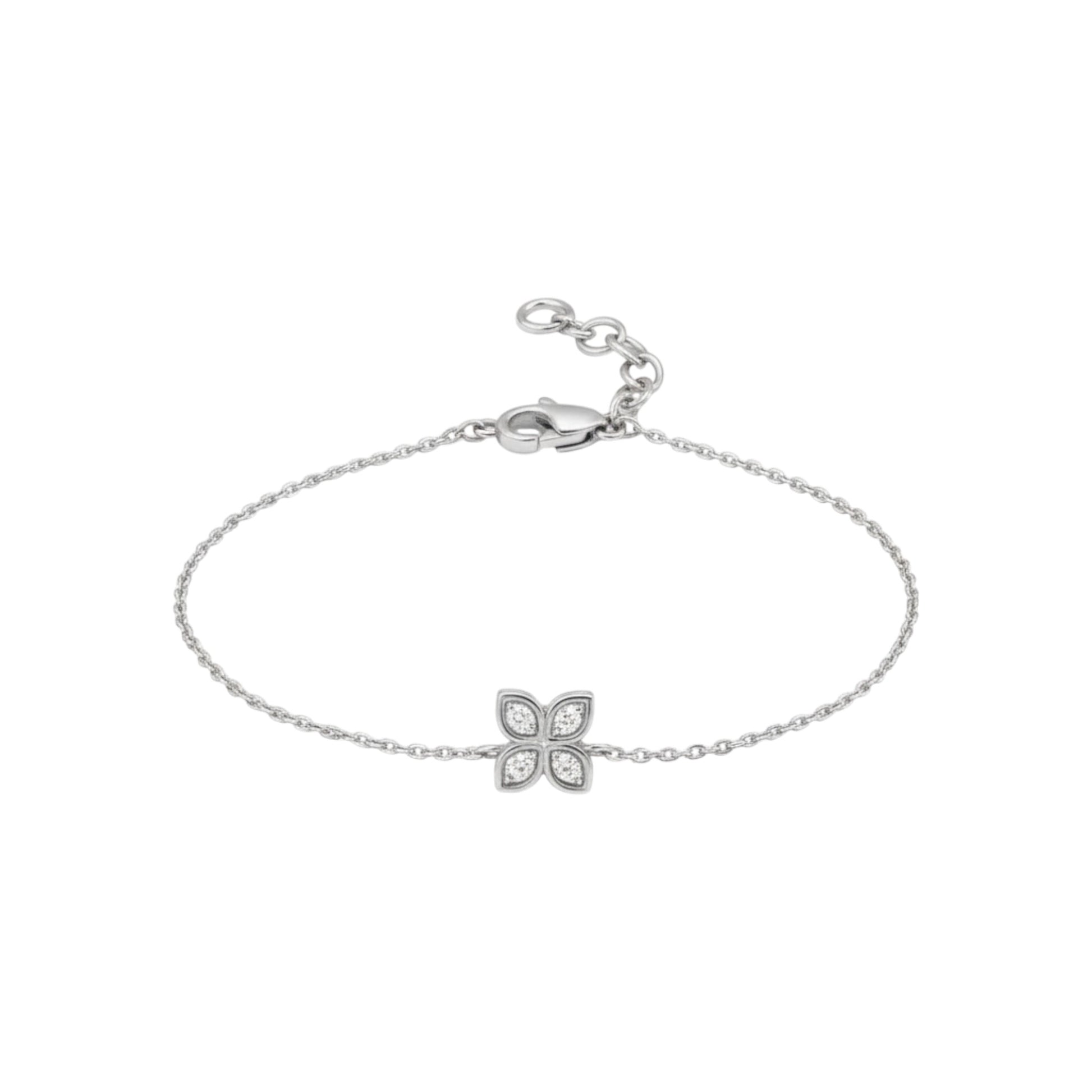 Silver butterfly bracelet on a white background