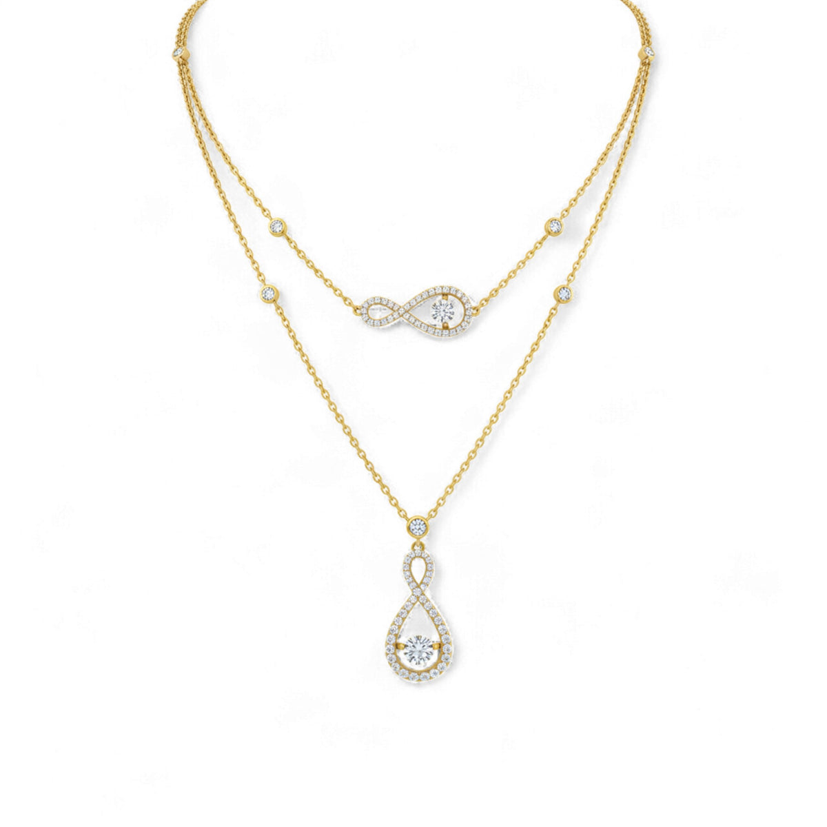 Layered Twinkle Infinie Diamond Necklace in 18KT Gold
