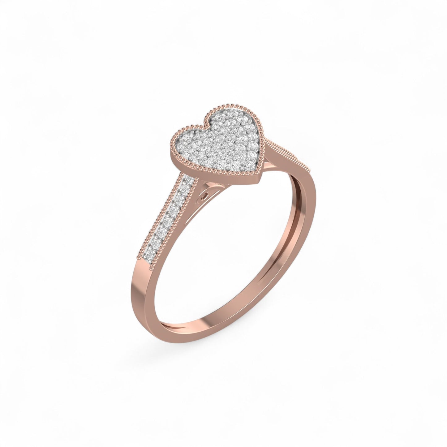 Pearl Heart Cut Diamond Engagement Ring in 10KT Gold