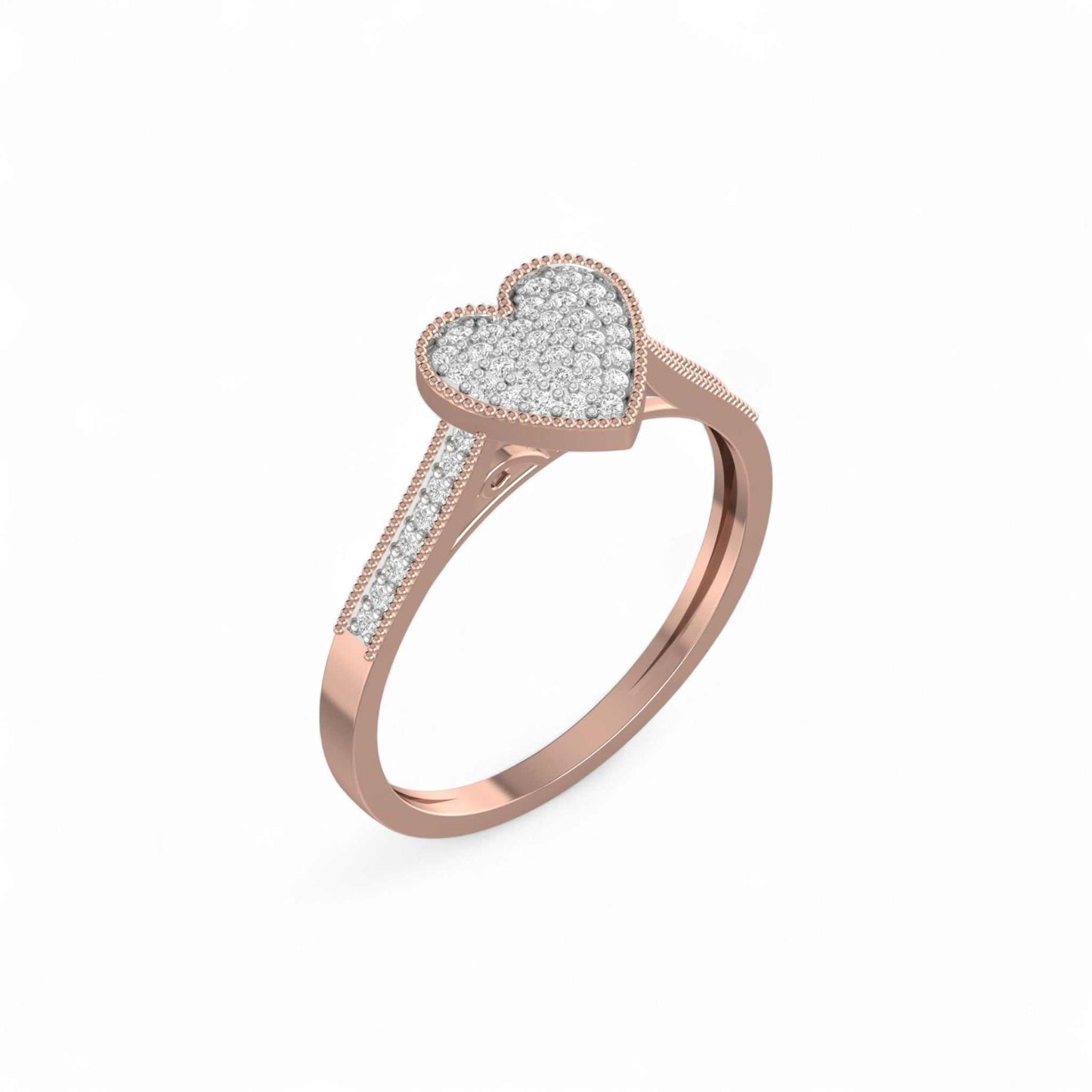 Pearl Heart Cut Diamond Engagement Ring in 10KT Gold