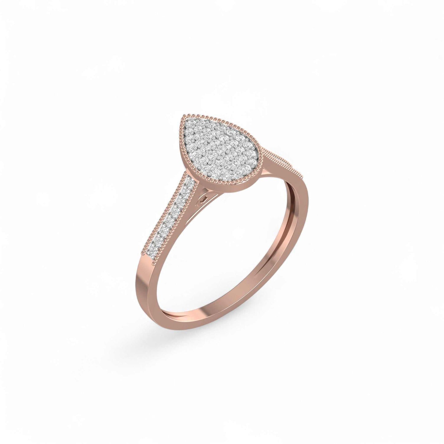 Pearl Pear Cut Diamond Engagement Ring in 10KT Gold