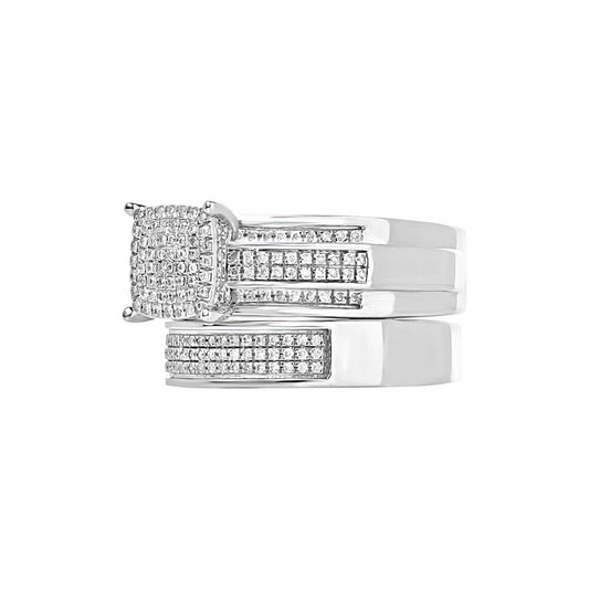 Set of diamond rings on a white background