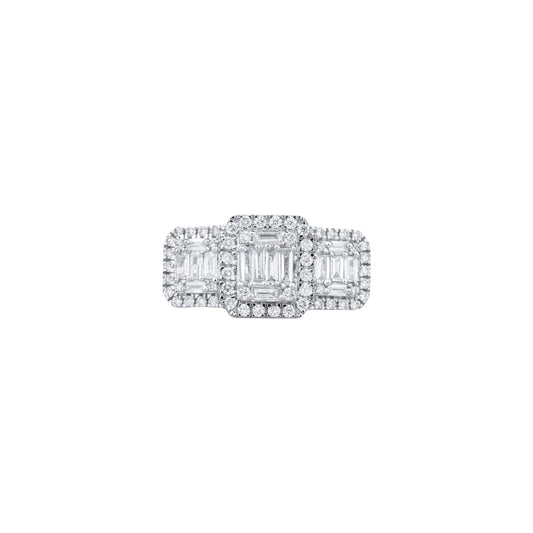 Royal Trinity Baguette Natural Diamond Bride Set in 18K Gold