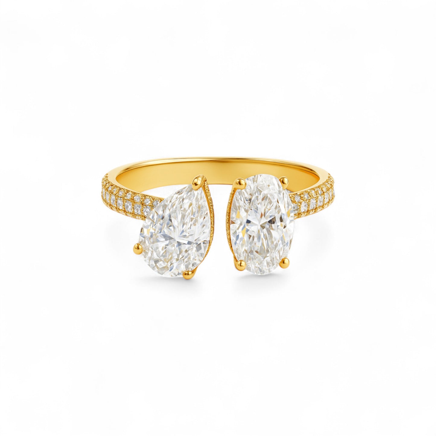 Toi Et Moi Moissanite Engagement Ring in 18K Gold