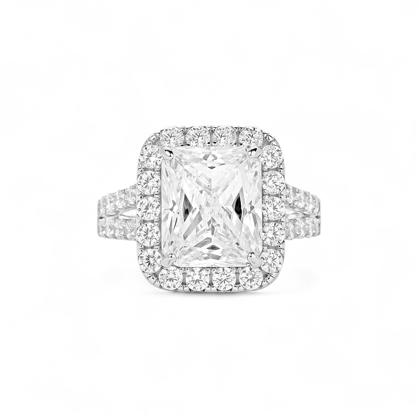 Zoe Radiant Cut CZ Engagement Ring in 18K Gold