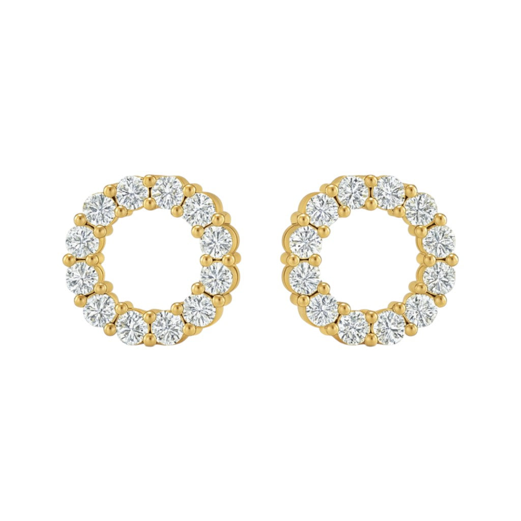 3MM Pave Eternity Diamond Earrings in 18K Gold