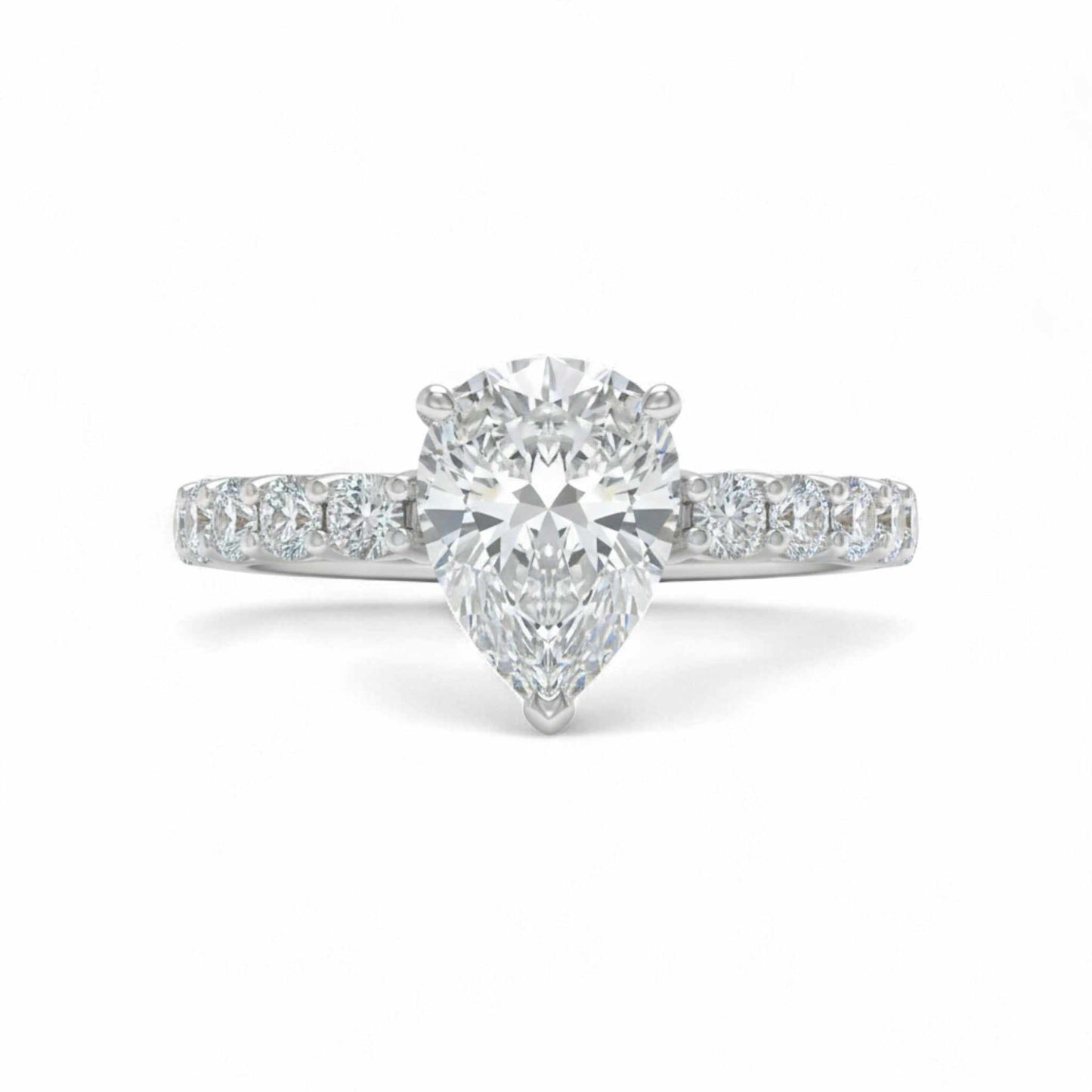 Vega Pear CZ engagement ring in 925 sterling silver with pear cut cubic zirconia and high-polish band