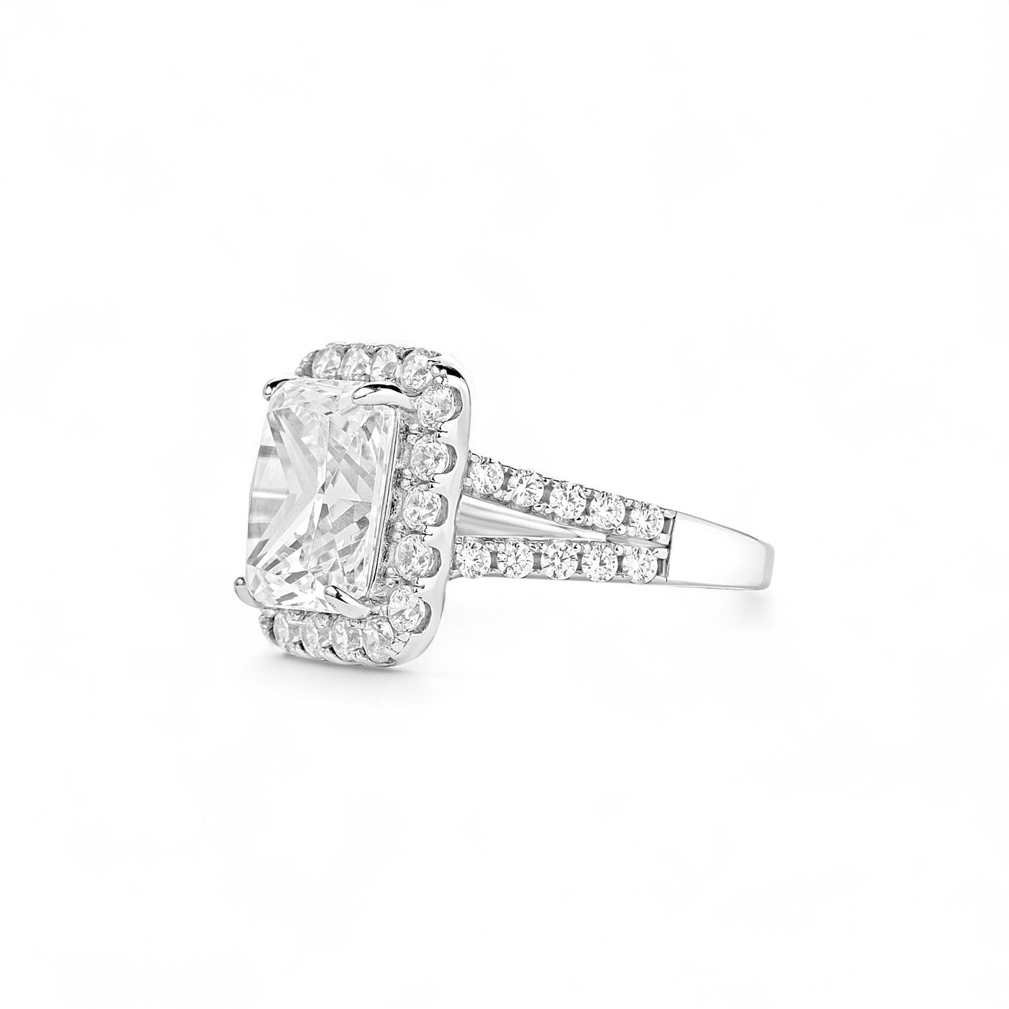 Zoe Radiant Cut CZ Engagement Ring in 18K Gold