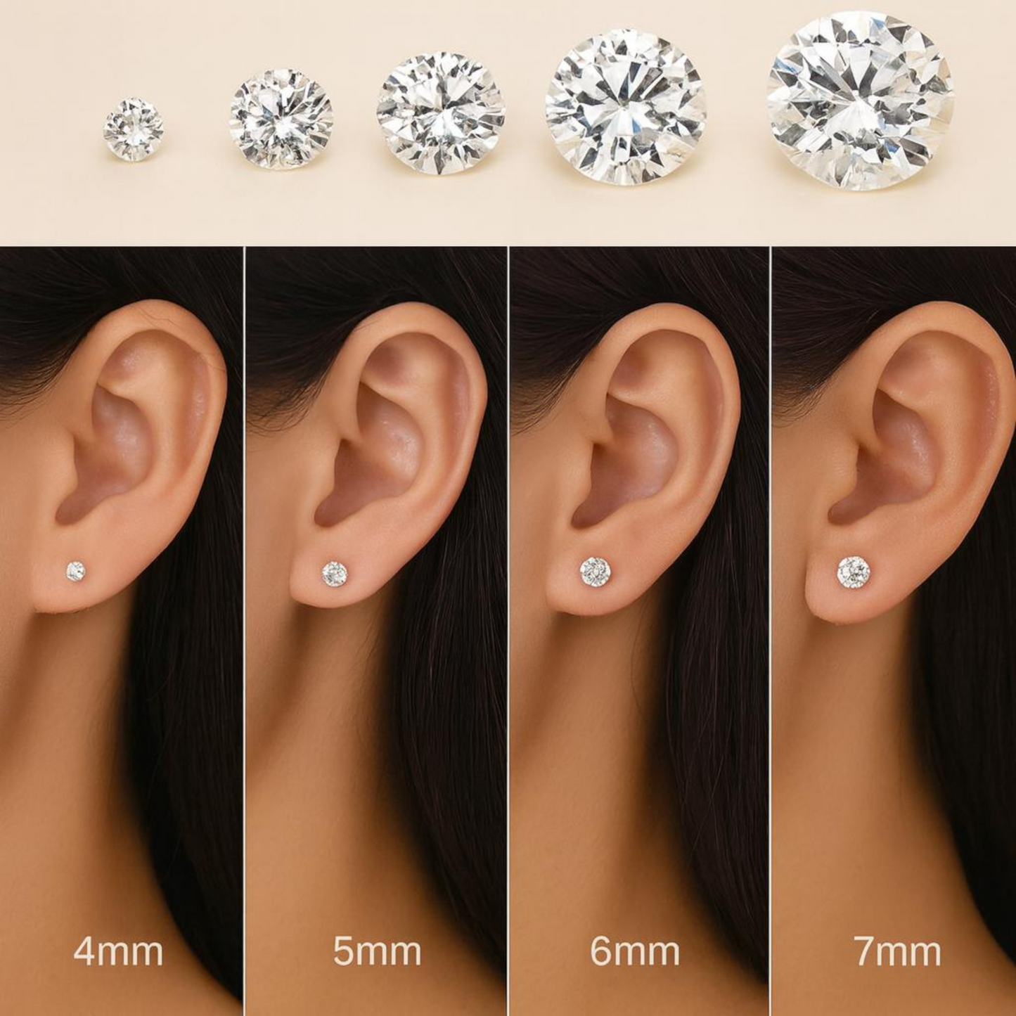 4MM Natural Diamond Studs in 18K Gold