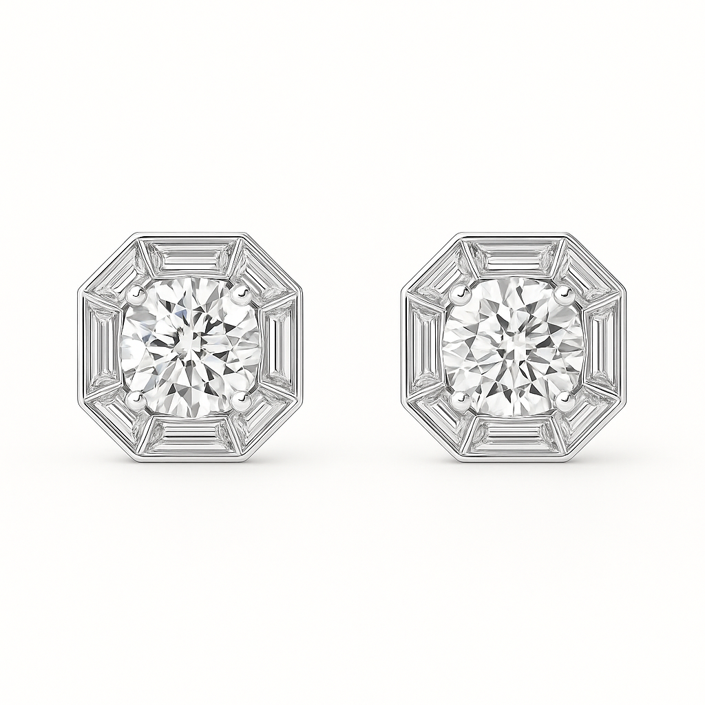 Beauty Moissanite Studs in 925 Sterling Silver