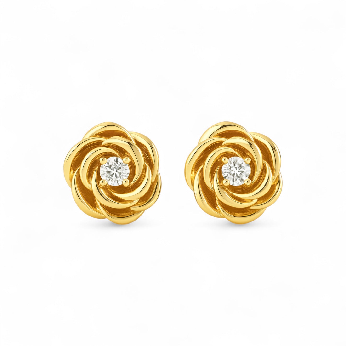Belle Knot Natural Diamond Studs in 18K Gold