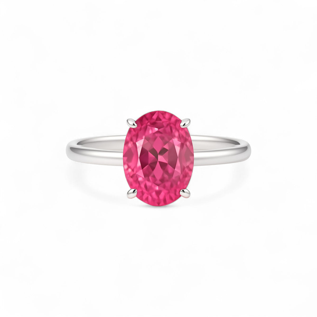 Beth Oval Cut Moissanite Gemstone and Natural Diamond Ring in 18KT Gold