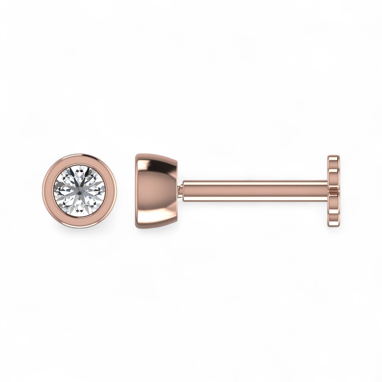 Bezel Diamond Studs in 18K Gold